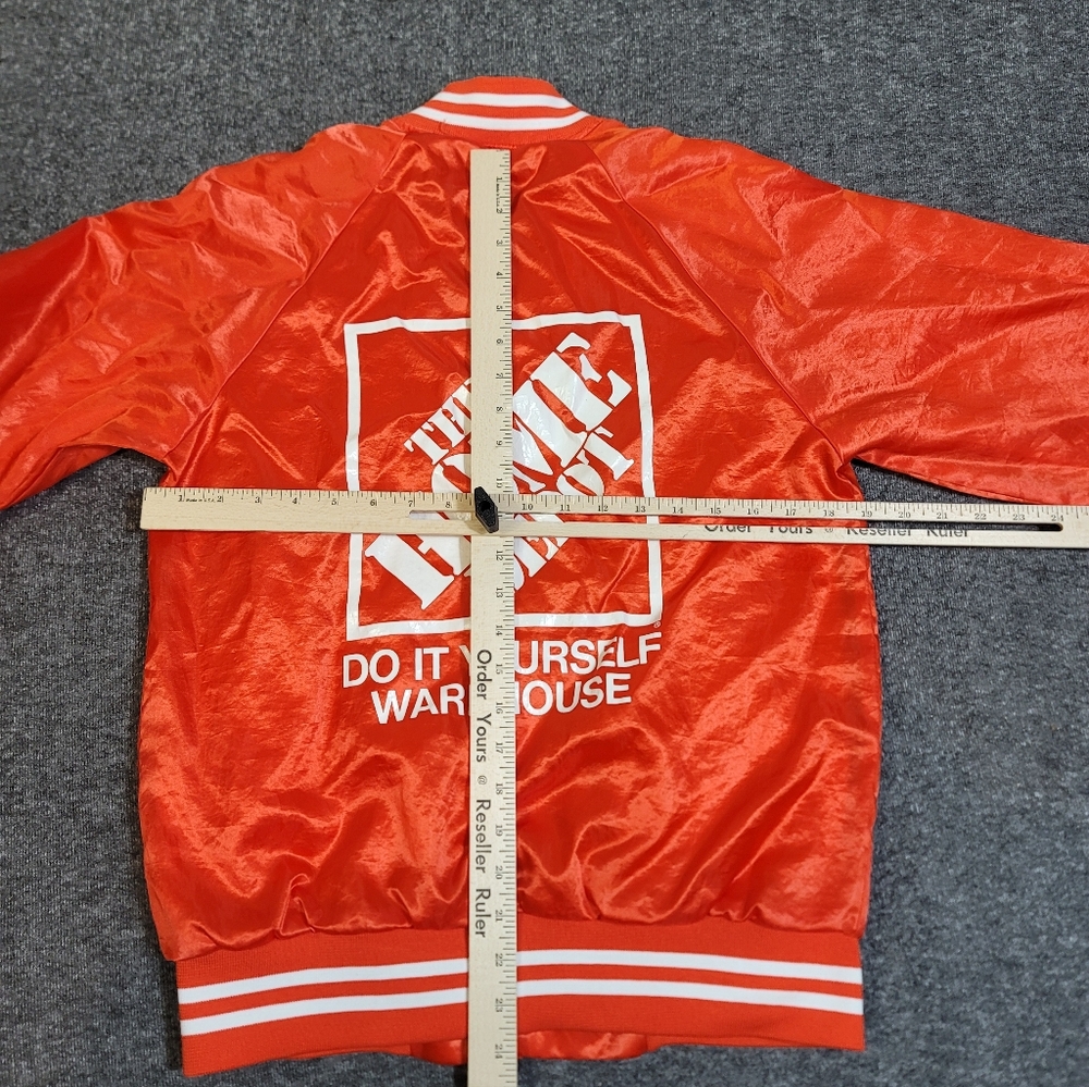 Vintage Home Depot Satin Varsity Jacket Men’s L Made in USA Orange Hartwell 90's - Picture 6 of 9